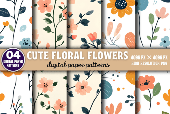 Download Cute Floral Flowers Digital Pattern 5 - Premium Resources