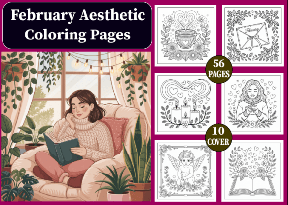 Download 56 February Aesthetic Coloring Pages - February Collection