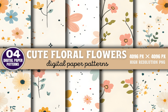 Download Cute Floral Flowers Digital Pattern 4 - Premium Resources