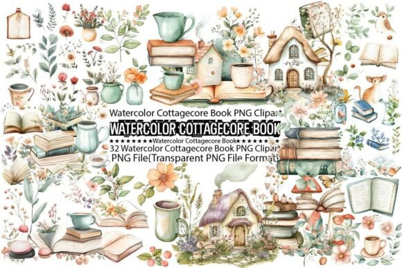 Download Watercolor Cottagecore Book Sublimation - Premium Resources