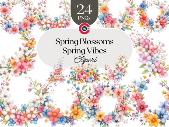 Download Floral Garland Spring Blossoms Clipart - Premium Bundle